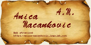 Anica Macanković vizit kartica